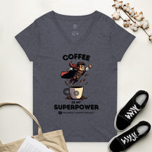 Women’s recycled v-neck t-shirt - Coffee is My Superpower